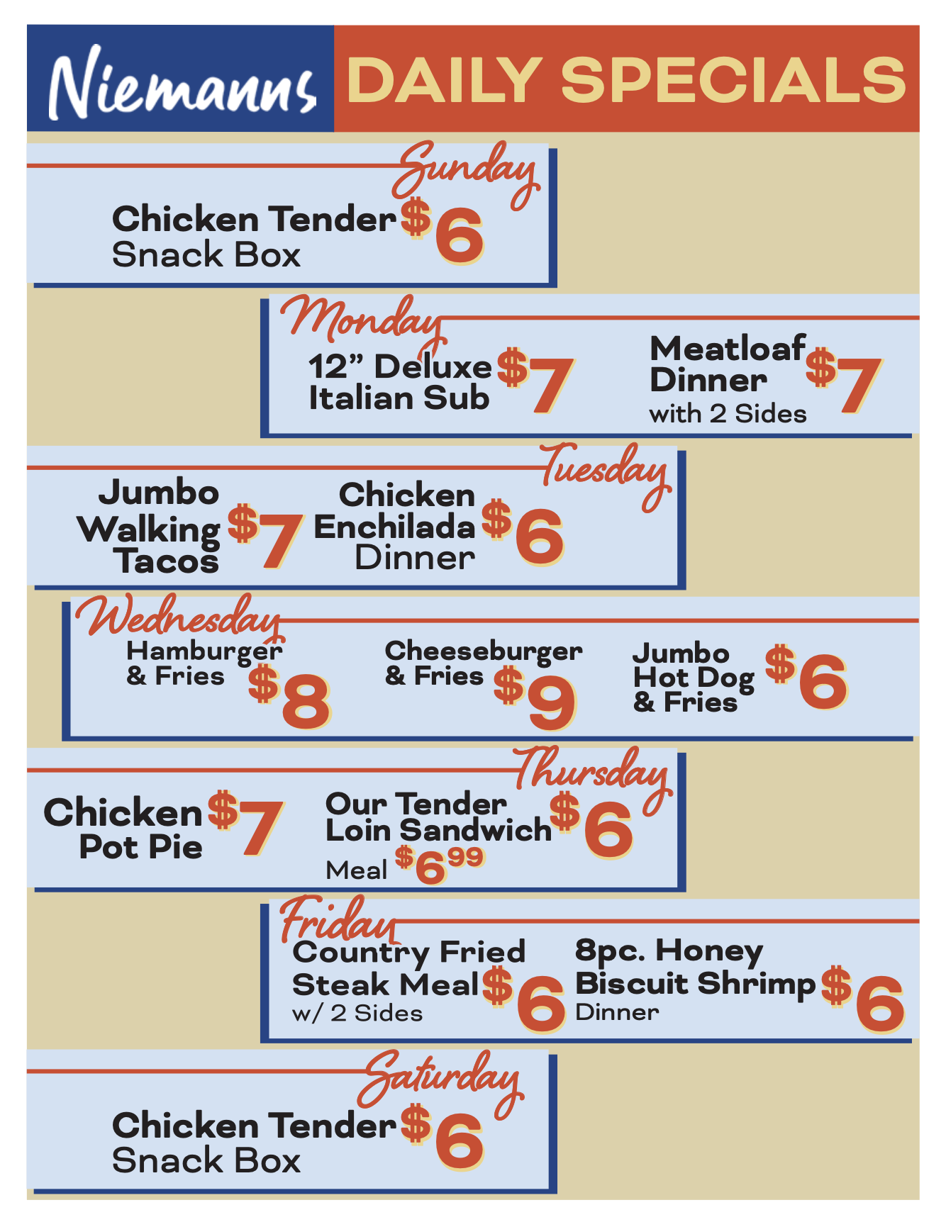 Daily specials